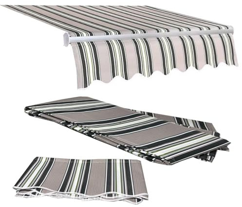 Tessuto di ricambio per tenda da sole retrattile in tela con mantovana, copertura per terrazza, balcone, cortile (asta telescopica non inclusa)