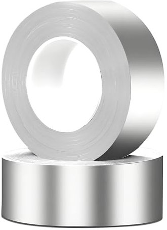 Ecoret-Pro 2 rollos de aluminio adhesivo, total 5 mm x 100 m, cinta de alta temperatura, para uso en conductos de aire caliente y frío, reparaciones de metales, fugas del techo, grietas superficiales