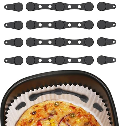Lot de 4 boucles magnétiques en silicone pour friteuse à air comprimé pour papier parchemin, accessoires de cuisine avec clips longs et courts (noir)