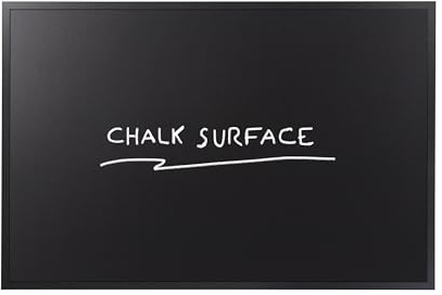 Bi-Office Basis Tafel, 80 x 60 cm, Schwarze Nicht-Magnetische Oberfläche, Schwarzer MDF-Rahmen