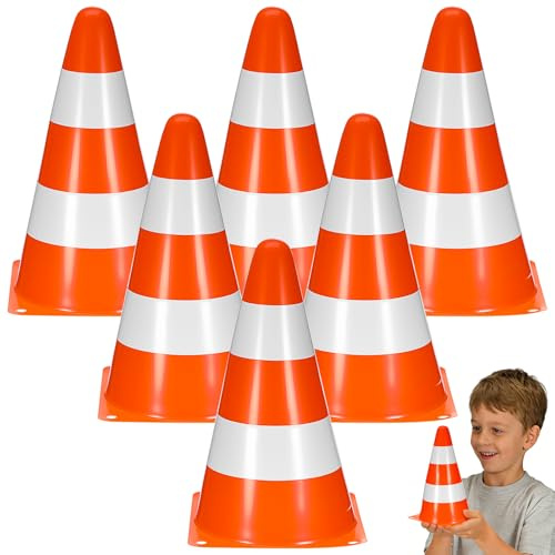 Soimiss Traffic Cones Pe 6 Pcs for Road Use and Safety | Mini Traffic Marker Barrier for Skate, Soccer, Football, Outdoor Games, Physical Education, Parking & Site Use