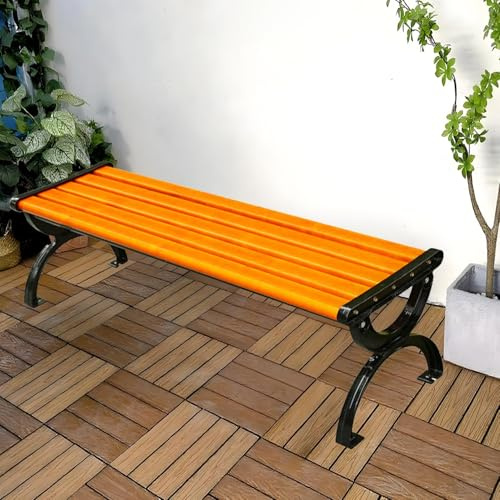 Banc De Jardin en Bois sans Dossier, Banquette D'extérieur Résistant Aux Intempéries, 120/150/180cm Banc De Parc Siège pour Terrasse Balcon Veranda(180cm)