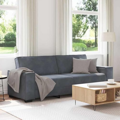 Iiaky Divano 3 Posti Velluto Divano 3 Posti Soggiorno Divanetto 3 Posti Moderno per Appartamento, Ufficio-Grigio scuro-180 cm
