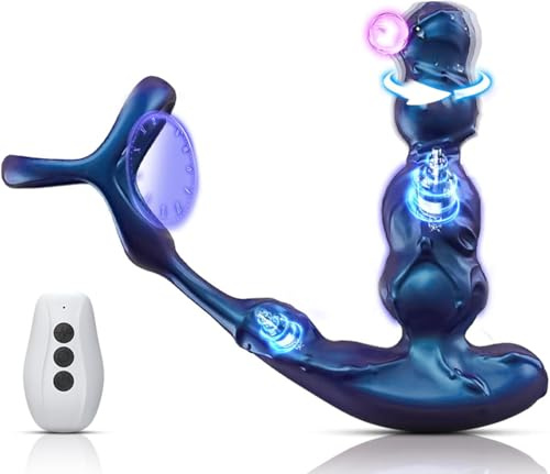 Vibrador Anal Dildo con Anillo Pene, Estimulador Prostata Plug anales,con vibración, Plug Anal Vibradores Consoladores.. para Hombre con Vibración, Vibradorador Hombre Juguetes Eróticos, Azul