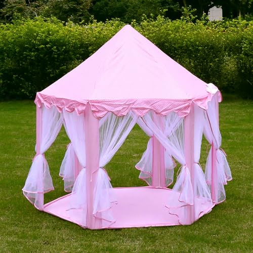 Spielzelt für Kinder, Kinderschloss, Prinzessinnenzelt Traumschloss, Gartenhütte für Kinder, Mädchen Prinzessin Zelt, Sechseckiges Zelt Indoor und Outdoor