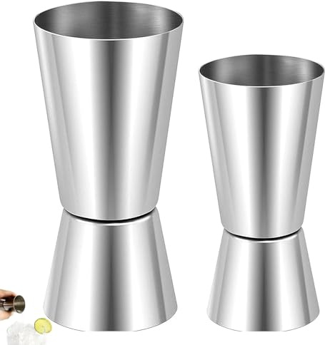 2 PCS Stainless Steel Cocktail Jigger, Spirit Measure, Shot Measures for Spirits, Alcohol Measure for Spirits, for Bar Party Wine Cocktail Drink Shaker Shaker(25/50 Ml & 15/30 Ml)