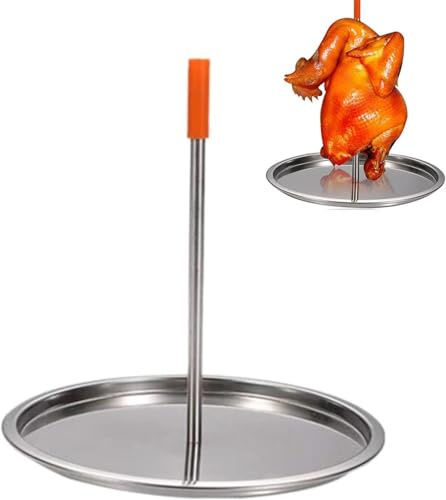 1 supporto verticale per spiedini per barbecue, con vassoio antigoccia, in acciaio inox, per forno, griglia o affumicatore, kebab verticale e supporto per Shawarma da 22 cm