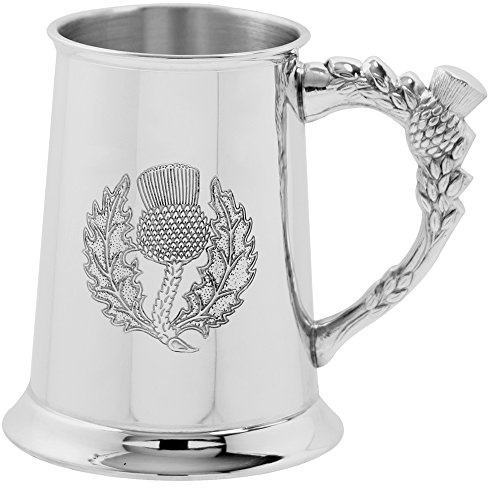 English Pewter Company 1 Pint Scottish Thistle Pewter Tankard with Thistle Handle. Personalised with Free Engraving [SG100]