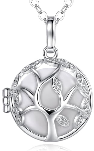 EUDORA Harmony Ball Llamador de Angeles Embarazada, Colgantes Mujer Carillón Música Cadena con Circonita Cúbica y Diseño árbol de Armonía, 76,2 cm