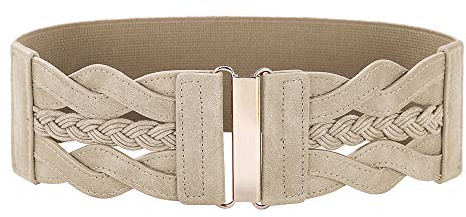 GRACE KARIN Women's Elastic Vintage Belt Stretchy Retro Wide Waist Cinch Belt(Apricot,M)