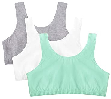 Fruit of the Loom dam-t-shirt, sport-BH, ogenomskinlig (3-pack), Mint chip, vit/grå Heather, 42