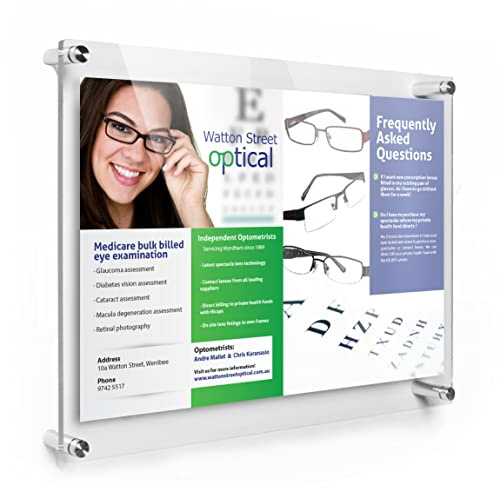 ArtToFrames Floating Acrylic Frame for Pictures Up To 24x36 inches (Full Frame is 28x40) with Chrome Standoff Wall Mount Hardware, Acrylic-109-24x36-79