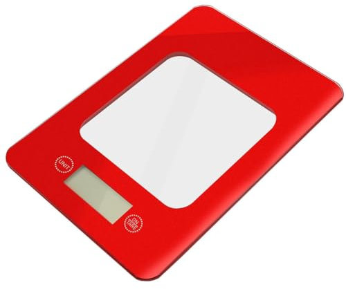 Kuken Balance de cuisine en verre carré Rouge 5 kg