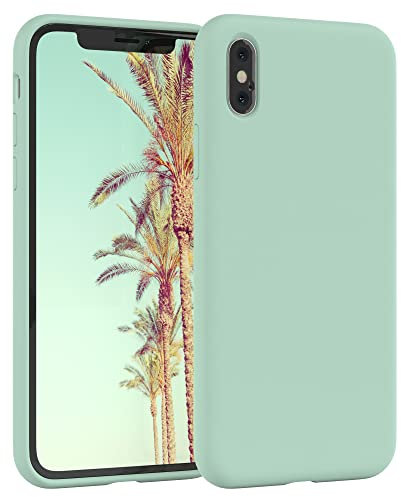 EAZY CASE Premium Silikon Handyhülle kompatibel mit iPhone X/XS Slimcover mit Kameraschutz und Innenfutter, Silikonhülle, Schutzhülle, Bumper, Handy Case, Hülle, Softcase, Mint Grün