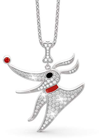 Jeulia Damen-Kette 925 Sterlingsilber Zero aus dem Alptraum vor Weihnachten Anhänger Halskette Halloween Schmuck Geschenk für Damen Herren