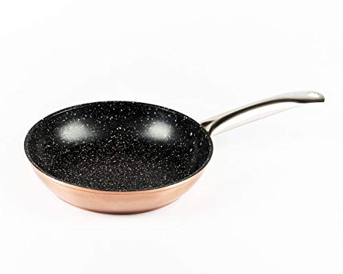 Vier 911-22 Poêle en aluminium forgé, couleur cuivre, diamètre 22 cm, Full Induction, antiadhésive, type pierre, sans PFOA, 400 centiliters