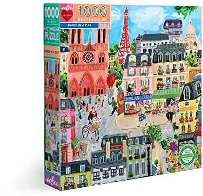 eeBoo Piece Age 12+ and Love Paris in a Day 1000 piece rectangular adult Jigsaw Puzzle