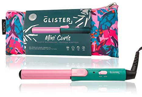 Glister Mini Curls - Bigodino da viaggio con clip per il trasporto, bigodino da viaggio, bacchetta arricciacapelli, per capelli normali, sottili, secchi e crespi, da usare in viaggio, ideale per