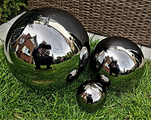 Jürgen Bocker Gartenambiente Dekokugel schwarz poliert 3er Set 30-20-10 cm aus Edelstahl Kugel Dekorationskugel Gartenkugel