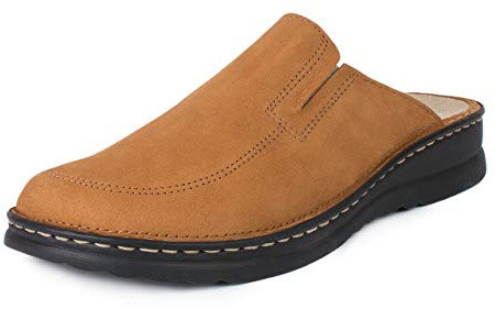 Jürgen Hirsch Zueco de piel Ergo 04 para hombre, plantilla ergonómica de espuma suave extraíble