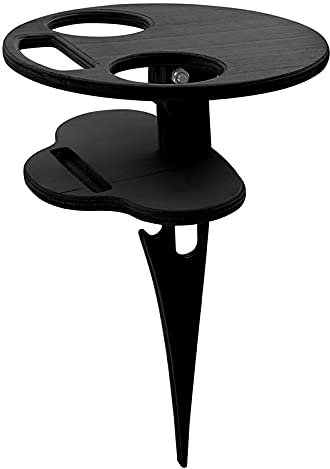 Zeafree Mesa de vino plegable portátil de madera de doble capa para picnic al aire libre para jardín, porche, playa, merienda, fiesta al aire libre, picnic-B