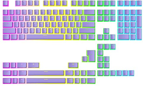 Ranked Pudding v2 PBT Keycaps | 145 Double Shot Translucent ANSI US & ISO Layout | OEM Profile for Full Size, TKL, 75%, 65% and 60% RGB Mechanical Gaming Keyboard (Lavender)