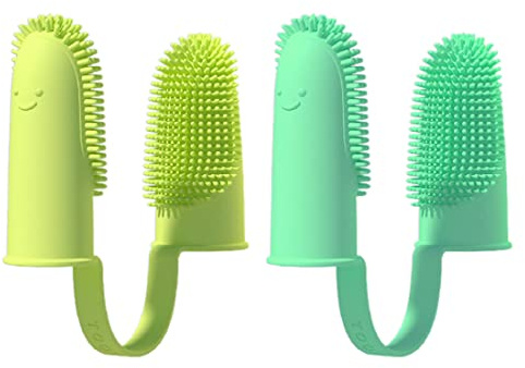 2 Paires Brosse à dents pour chien,Brosse a Dent Chien et Chat,kit brosse à dents doigt,poils entièrement enveloppés,dents faciles à nettoyer,soins dentaires pour chiots,chats de compagnie