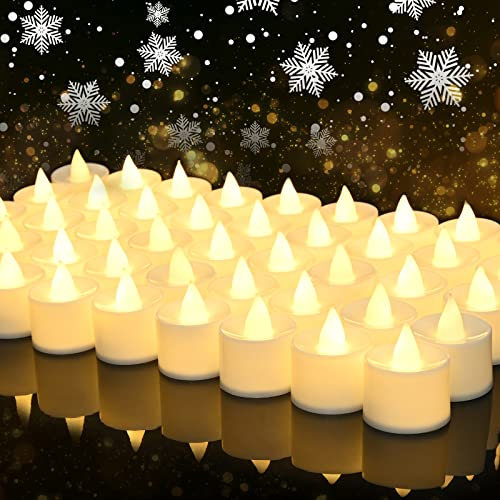 50 candele LED senza fiamma realistiche e luminose, luce bianca calda a batteria, resistenti LED per Natale, Pasqua, vacanze, feste, matrimoni, regali all'aperto