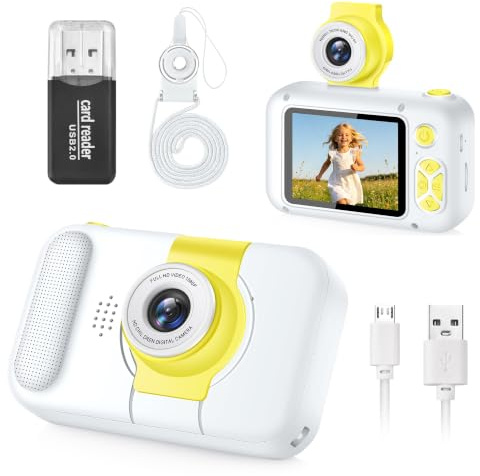 ARNSSIEN Digitalkamera für Kinderkamera,180°FlipKinderkamera mit 2,4 IPS | 1080P videokamera & Selfie kamera,Musik & Spiele,TF Karte.Für 3-12 Jahre Jungen Mädchen Festival Geburtstag Geschenk,X101