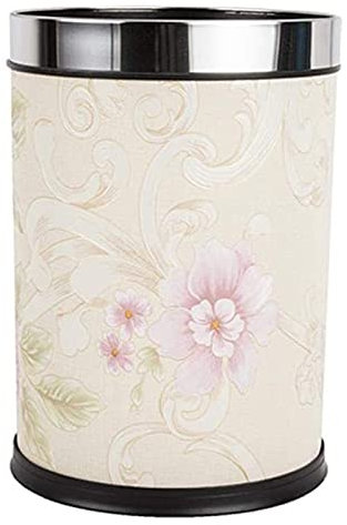 MyrRhe Klassischer runder Papierkorb aus Leder – für Schlafzimmer, Wohnzimmer, Küche, Büro, Rosa