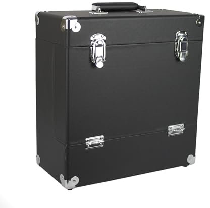 POINSETTIA Schallplattenkoffer LP Case Schallplattenkoffer zur Aufbewahrung von 40 LPS für DJ 33,4x18x33,4cm (puschwarz)