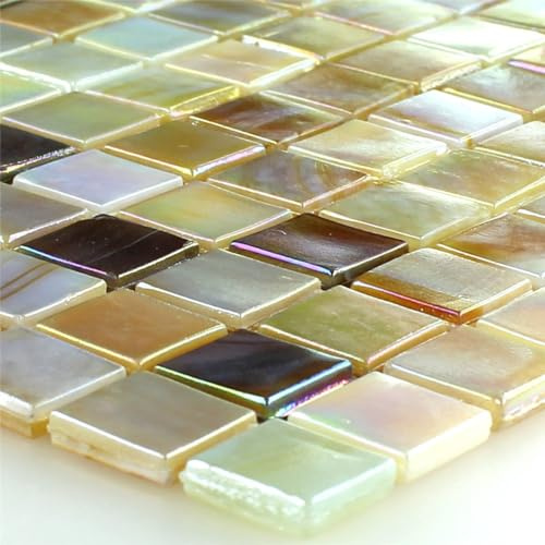 Glasmosaik Fliesen Perlmutt Effekt Carbonera Beige Gelb Braun Boden Küche Dusche