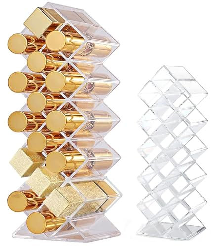 Boîte organisatrice de Rouge à lèvres 16 Places Porte-Rouge à lèvres Acrylique Lipstick Organizer，Makeup Organizer Rangement Plastique Transparent Porte-Rouge à lèvres Lipgloss Tower