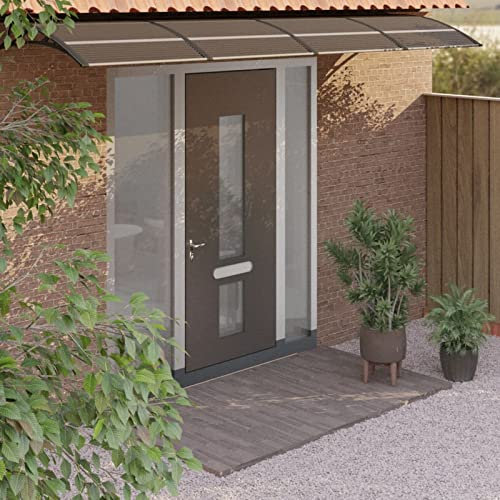 CIADAZ Türvordach Schwarz 400x80 cm Polycarbonat Vordach Für Haustür, überdachung Haustür, Balkon Regenschutz, Türüberdachung, Vordach Hauseingang, 153599