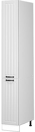 Vicco Badschrank Weiß Landhaus Fame-Line 30x207x58 cm - Wäscheschrank, Geschlossene Fächer für diskretes Verstauen von Utensilien