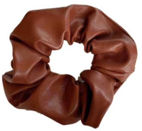 Whakano 1 Stück Leder Haargummis für Damen,Elastische Haargummi,Scrunchies,Einfarbig Haare Ringe,Haarschmuck Kopfbedeckung,Haarbänder für Pferdeschwanz Frauen Mädchen Damen,Rotkaffee
