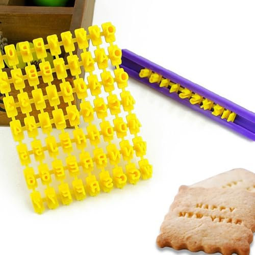 CENPEK Ensemble de tampons à Biscuits, 72 pièces de tampons de Lettres de l'alphabet pour Biscuits, Fondant, Biscuits, Argile – Outil de Moule à gaufrer DIY pour Messages personnalisés