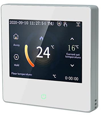 USKI Trottinette de Piscine WiFi Smart Thermostat Chauffage for Eau/Plancher électrique Chauffage/gaz de la chaudière à gaz Contrôleur de la chaudière LED Écran Tactile(Blanc,ME102 3A)