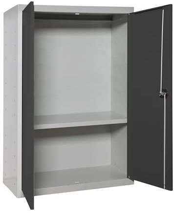 Simon Rack Amario Metálico Almacenaje, Armario Multiusos, 2 Puertas, 1 Estantes, 900x800x400 mm, MONTADA, Gris/Antracita - Simonlocker
