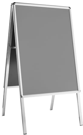 SPRINTIS Kundenstopper A1, silber, doppelseitiger Plakataufsteller mitrunden Ecken, Gehwegaufsteller für Innenbereich, für Plakate 59,4 x84,1 cm