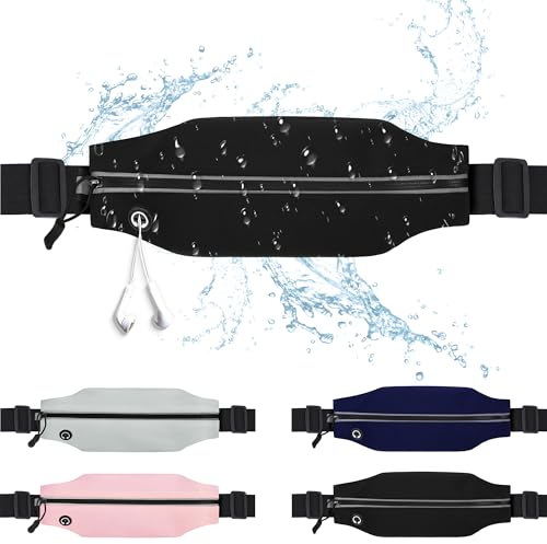 Jealkip Running Belt Fanny Pack for Men and Women Slim Running Bag Phone Holder Runner Money Belt Running Essentials Workout Fitness Black