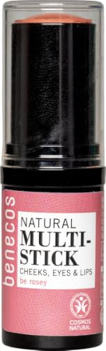 Benecos 3in1 Multi-Stick be rosey - cremiger Blush-Stick für Wangen, Augen & Lippen - Lidschattenstift mit Bio-Rizinusöl - zertifizierte Naturkosmetik
