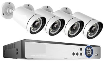 Kit di sorveglianza DVR, 4K 16CH 8MP PoE CCTV Sistema di Telecamera di Sicurezza Videosorveglianza Kit bidirezionale Visione notturna a colori Outdoor IP Street (Nessuno, sistema di telecamere 4PCS)