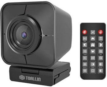 TOALLIN Webcam Ultra HD 4K avec télécommande, Mise au Point Automatique PDAF, Deux micros à réduction de Bruit, Cache de confidentialité Amovible, Webcam pour Streaming/conférence/appels vidéo