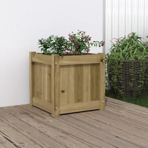 Festnight Jardinière Bois Extérieur jardinieres Exterieur Bac a Fleur Bois Carré Potager en Bois Bac Potager Surélevé Potager pour Cultiver Fleurs Herbes Plantes-Naturel impregné-40x40x40 cm