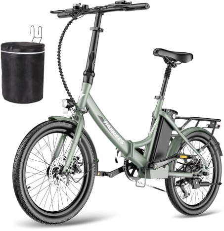 Fafrees E-Bike Klapprad 20 Zoll, Elektrofahrrad Ebike Herren 36V 16.75Ah Akku, E-Fahrrad Damen 250W, Pedelec 25km/h, Reichweite bis zu 130 km, F20 Light (Fahrradkorb, Grün)