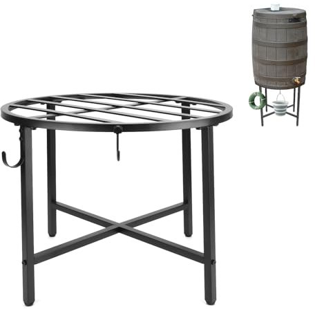 Z8 Rain Barrel Stand with Bucket & Hose Hooks Heavy Duty Water Collection Base Suitable for 45/50/55 Gallon Outdoor Rain Barrel
