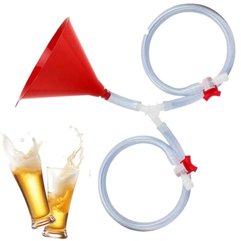Beer Funnel Biertrichter mit Ventil, 60 cm, wiederverwendbares Trinkset mit Schlauch, auslaufsichere Trinkware für College-Partys, Primav-Urlaub