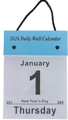 Day to Day Tear Off Calendar | 2026 Daily Calendar | A Days Wall Calendars Page A Days | January 2026-December Daily Planner for Home Bedroom School Classroom