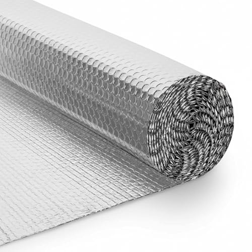 ALAYSTAR Radiator Insulation Foil Roll Reflective Heat Reflector Energy Saving Foil Sheet for Wall Roof Floor Ceiling Thermal Bubble Wrap Insulation Barrier to Reduce Heat Loss (10M X 60CM ROLL)